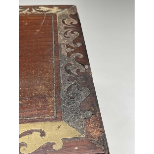 290 - A Victorian mahogany and cut brass inlaid writing slope, with fitted interior, width 46cm. Provenanc... 