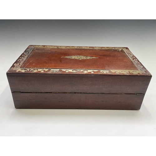 290 - A Victorian mahogany and cut brass inlaid writing slope, with fitted interior, width 46cm. Provenanc... 