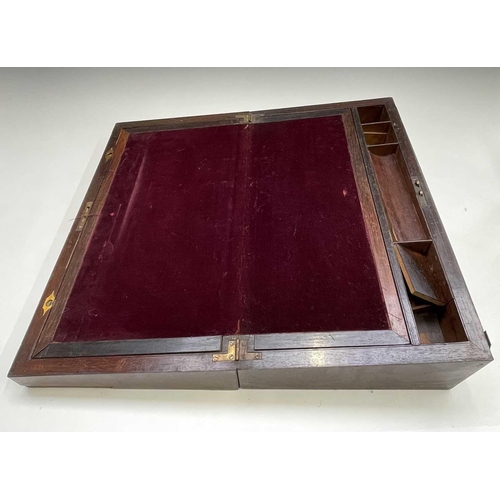 290 - A Victorian mahogany and cut brass inlaid writing slope, with fitted interior, width 46cm. Provenanc... 