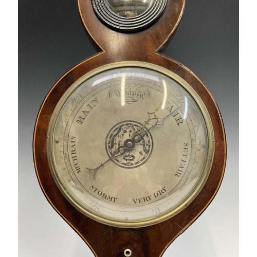 2906 - A George III mahogany wheel barometer, signed H. Semmons, Truro. Length 96.5cm. Provenance: Michael ... 