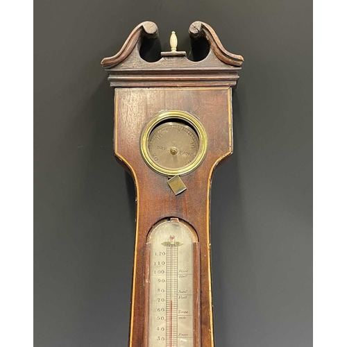 2906 - A George III mahogany wheel barometer, signed H. Semmons, Truro. Length 96.5cm. Provenance: Michael ... 