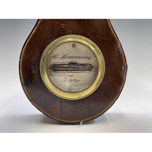 2906 - A George III mahogany wheel barometer, signed H. Semmons, Truro. Length 96.5cm. Provenance: Michael ... 