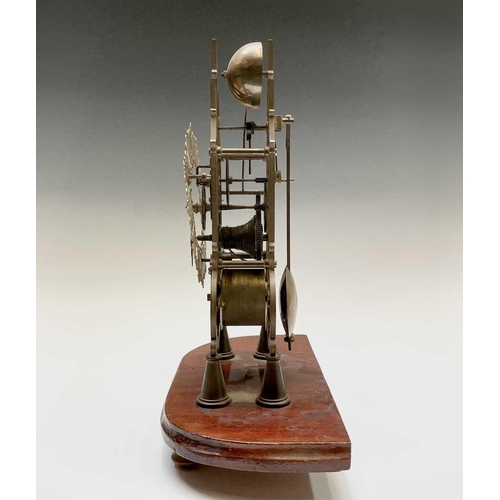 2909 - A brass cathedral skeleton clock, 20th century, with single fusee movement, striking on a bell, maho... 