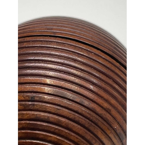 291 - A Victorian turned treen beehive pot and cover, on pedestal foot, height 7.5cm. Provenance: Michael ... 