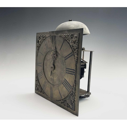 2913 - An early 18th century brass thirty-hour wall clock movement, the 9