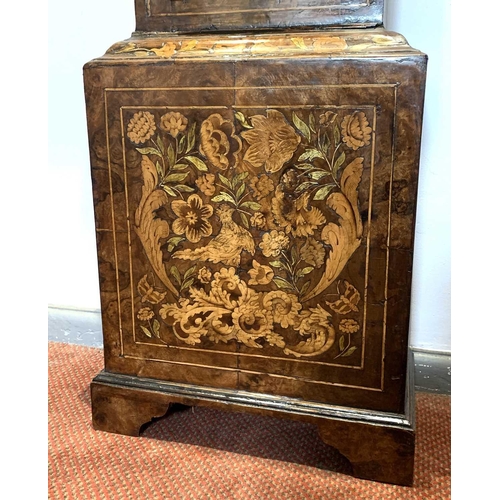 2919 - A walnut marquetry longcase clock, the early 18th century eight day movement signed 'Nat(haniel) Sed... 