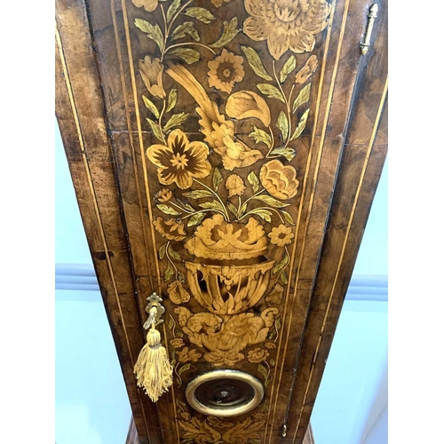 2919 - A walnut marquetry longcase clock, the early 18th century eight day movement signed 'Nat(haniel) Sed... 