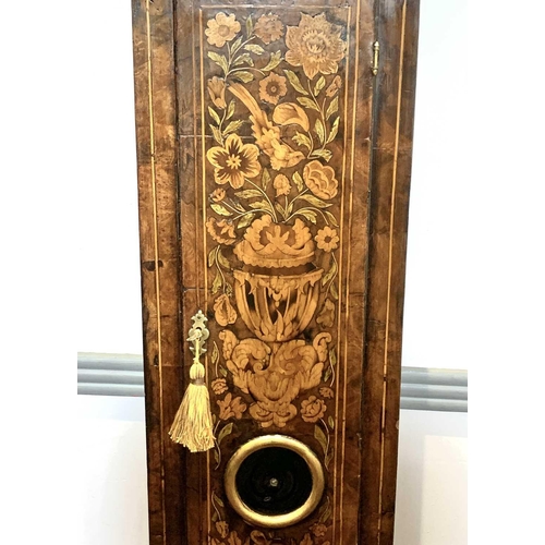 2919 - A walnut marquetry longcase clock, the early 18th century eight day movement signed 'Nat(haniel) Sed... 