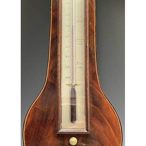 2922 - A George III mahogany and boxwood strung wheel barometer by J Berry of 78 Wardour Street Soho. Heigh... 