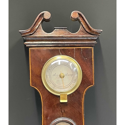 2922 - A George III mahogany and boxwood strung wheel barometer by J Berry of 78 Wardour Street Soho. Heigh... 