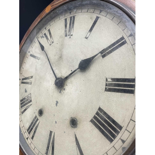 2924 - A Victorian walnut and inlaid drop-dial eight-day wallclock, with white painted dial, height 70cm.