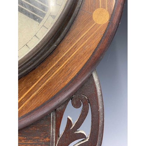 2924 - A Victorian walnut and inlaid drop-dial eight-day wallclock, with white painted dial, height 70cm.