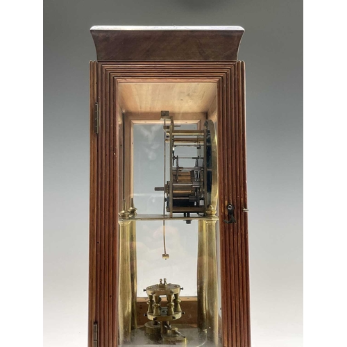 2929 - A walnut cased 400 day torsion clock, circa 1920, the brass framed circular copper dial with blue an... 