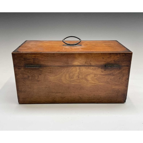 30 - A George III satinwood and rosewood banded tea caddy, fitted with two lidded compartments and a repl... 