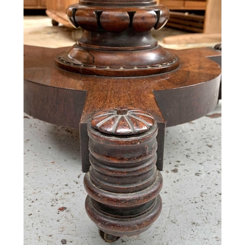 3025 - A rosewood card table, early 19th century, height 74cm, width 92cm, depth 46cm.