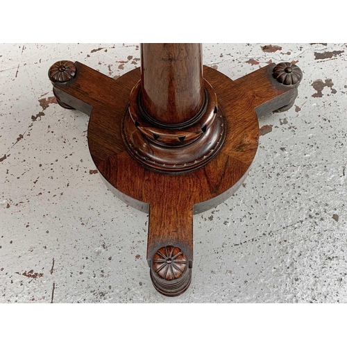 3025 - A rosewood card table, early 19th century, height 74cm, width 92cm, depth 46cm.