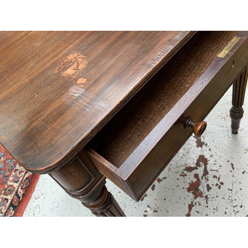 3029 - An early 19th century mahogany side table, in the manner of Gillows, the reeded top with a hinged co... 