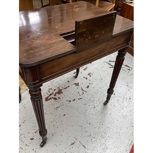 3029 - An early 19th century mahogany side table, in the manner of Gillows, the reeded top with a hinged co... 