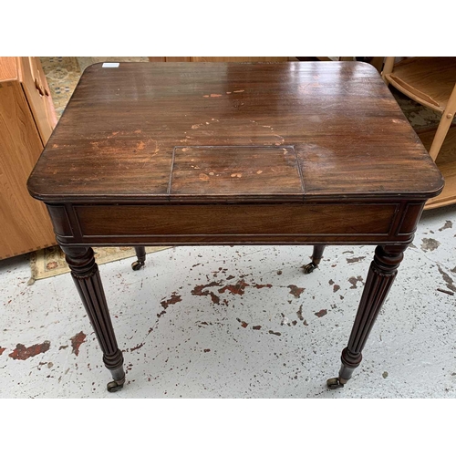 3029 - An early 19th century mahogany side table, in the manner of Gillows, the reeded top with a hinged co... 