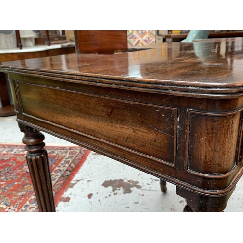 3029 - An early 19th century mahogany side table, in the manner of Gillows, the reeded top with a hinged co... 