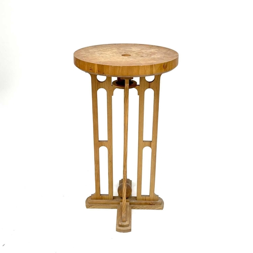 3035 - John Barnard, Norfolk, A centre carving table, the end grain circular top with centre drain hole and... 