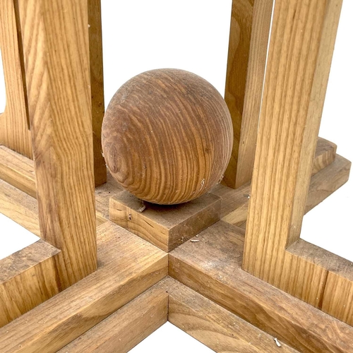 3035 - John Barnard, Norfolk, A centre carving table, the end grain circular top with centre drain hole and... 