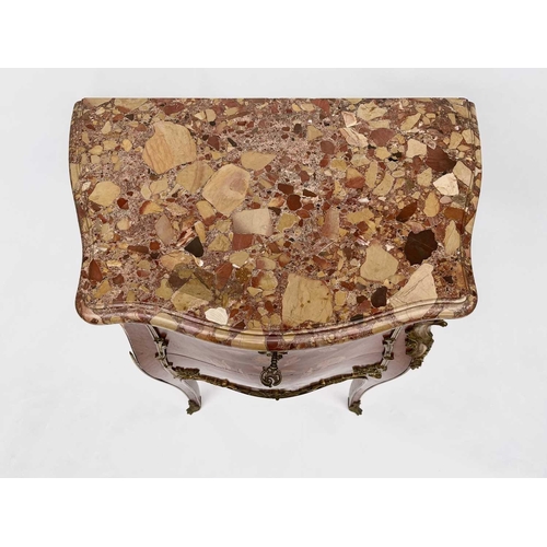 3038 - A French Louis XV style kingwood and marquetry small two drawer commode, circa 1900, with ormolu mou... 