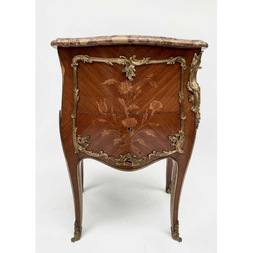 3038 - A French Louis XV style kingwood and marquetry small two drawer commode, circa 1900, with ormolu mou... 