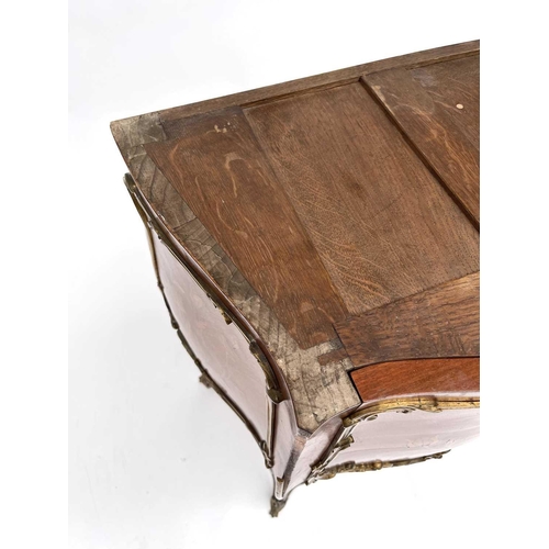 3038 - A French Louis XV style kingwood and marquetry small two drawer commode, circa 1900, with ormolu mou... 