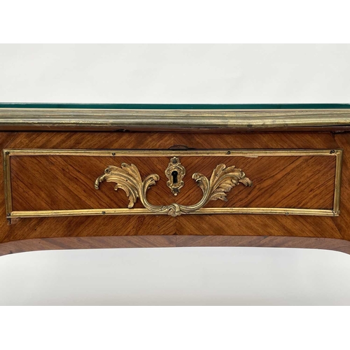 3039 - A Victorian bureau plat or desk, English in Louis XV style, kingwood veneered and with ornate gilt b... 