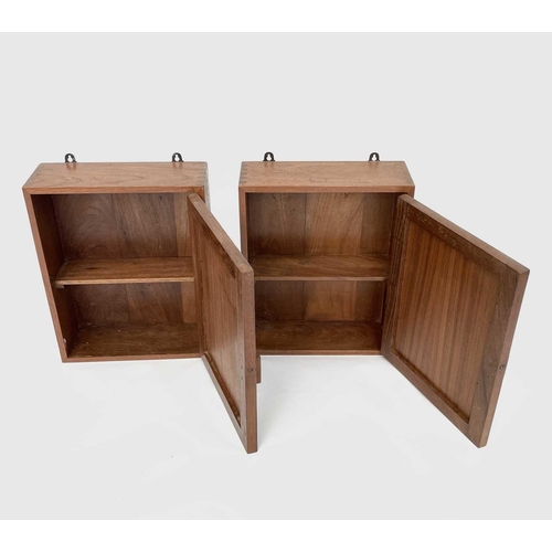 3042 - Two mid-century teak mirrored bathroom cabinets. Height 51cm, width 40.5cm, depth 15cm.