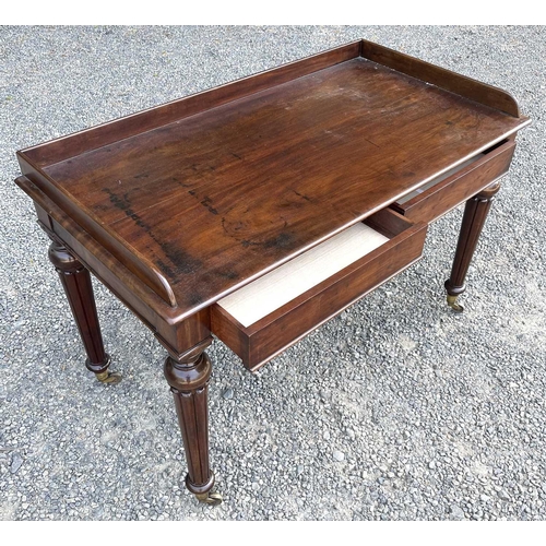 3049 - An early Victorian mahogany tray-top writing table or washstand, in the Gillows taste, fitted two fl... 