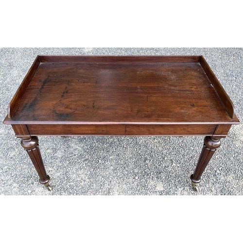 3049 - An early Victorian mahogany tray-top writing table or washstand, in the Gillows taste, fitted two fl... 