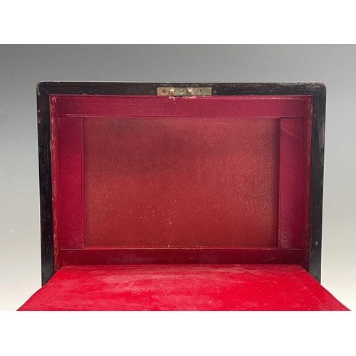 305 - A Victorian rosewood and brass inlaid vanity box, with partially fitted interior, width 32cm. Proven... 