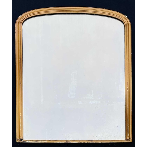 3063 - A Victorian overmantel mirror, in a swept painted gilt-gesso frame with arch top, height 127cm, widt... 