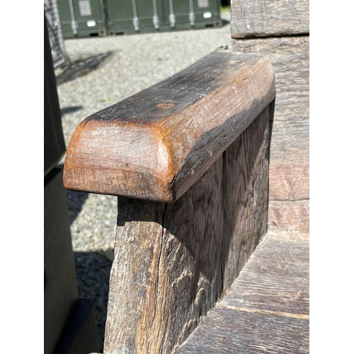 3064 - A Rustic bench, made from reclaimed marine timbers, with solid back and seat, height 99cm, width 119... 