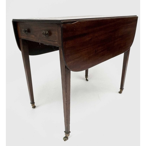 3078 - A George III mahogany Pembroke table, the top with reeded edge and square tapering legs. Height 74cm... 