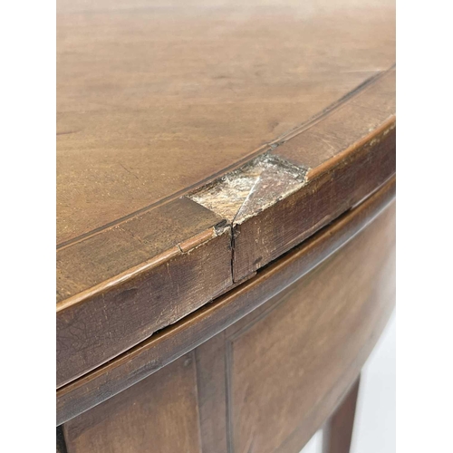 3093 - A George III mahogany D shape fold top card table. Height 73cm, width 91cm, depth 48cm. Provenance: ... 