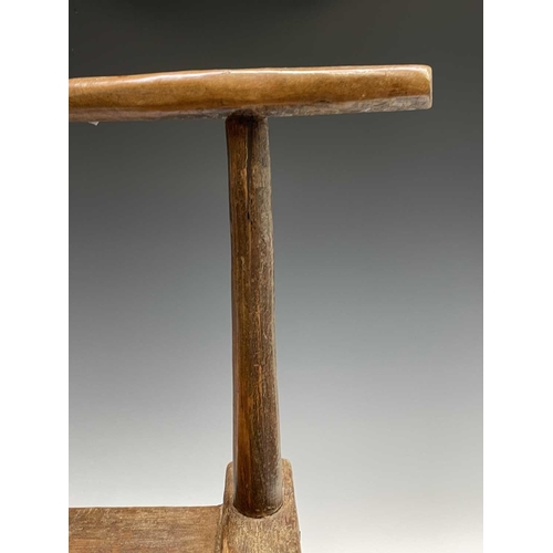 3095 - A late 19th/ early 20th century primitive chair, Ivory Coast, Dan Tribe, height 55cm.