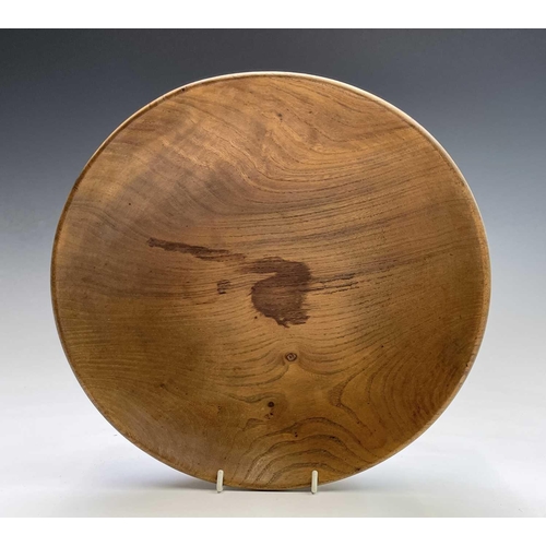 3100 - A Robin Nance turned elm bowl, stamped Robin Nance St Ives, diameter 41cm, together with a similar s... 