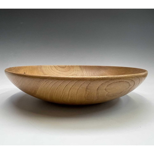 3100 - A Robin Nance turned elm bowl, stamped Robin Nance St Ives, diameter 41cm, together with a similar s... 