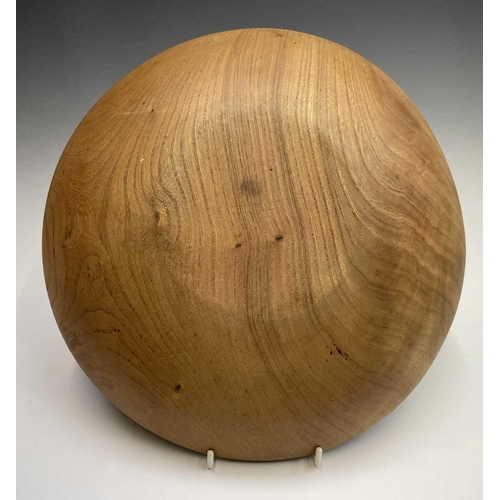 3100 - A Robin Nance turned elm bowl, stamped Robin Nance St Ives, diameter 41cm, together with a similar s... 