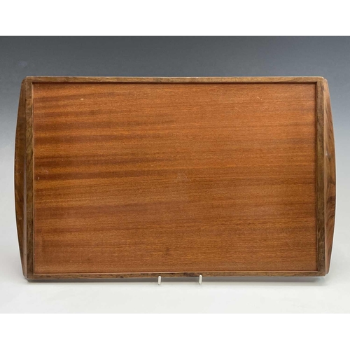 3101 - A Robin Nance walnut and veneered tea tray, rectangular, stamped Robin Nance St Ives D. Care, 55X34c... 