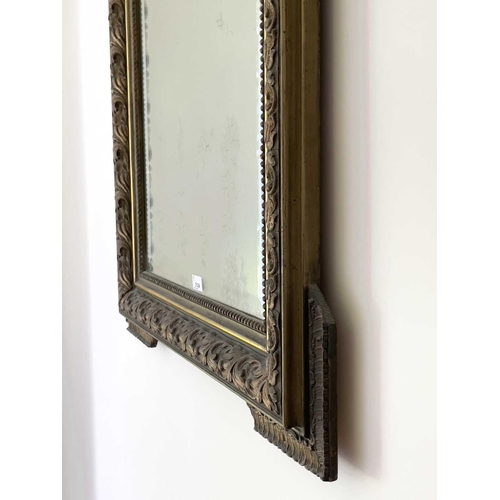 3124 - A Continental gilt framed wall mirror, circa 1900, with pierced foliate Art Nouveau style cresting a... 