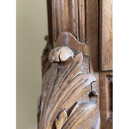 3133 - A French walnut bedside cupboard, late 19th century, with inset marble top above a drawer and cupboa... 