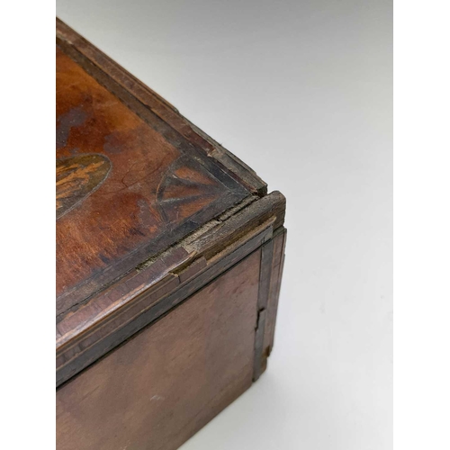 315 - A George III satinwood and crossbanded caddy, with shell and foliate inlay, width 24.5cm, together w... 