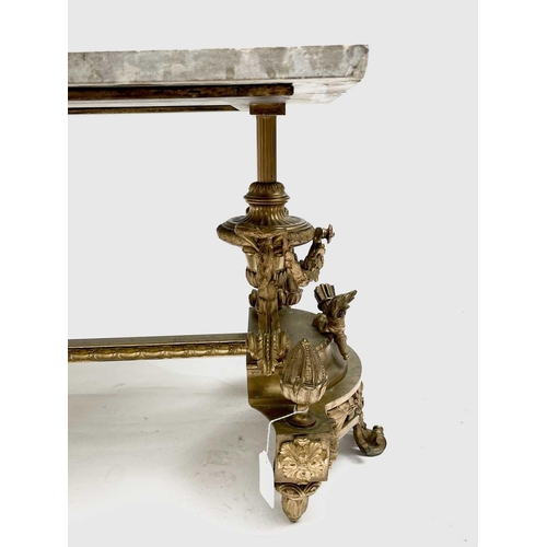 3154 - A mid century French bronze and marble coffee table in the Classical taste. Height 39cm, width 92cm,... 