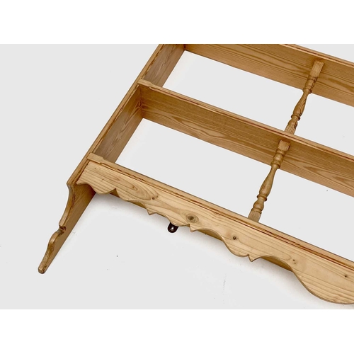 3157 - A set of pine hanging shelves, mid 20th century. Height 100cm, width 106cm, depth 15cm.