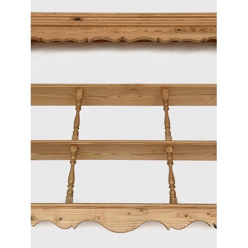 3157 - A set of pine hanging shelves, mid 20th century. Height 100cm, width 106cm, depth 15cm.