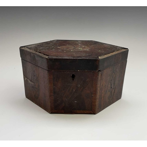 316 - A George III mahogany dome top casket, on disc feet, width 24cm, together with three assorted tea ca... 